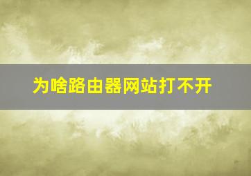 为啥路由器网站打不开