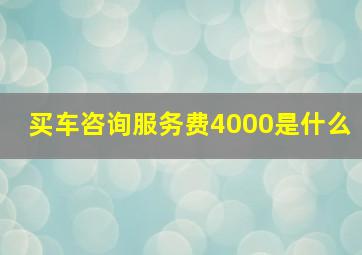 买车咨询服务费4000是什么