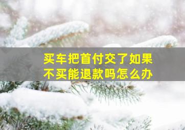 买车把首付交了如果不买能退款吗怎么办