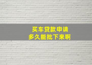 买车贷款申请多久能批下来啊