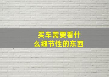 买车需要看什么细节性的东西