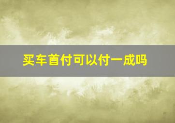 买车首付可以付一成吗