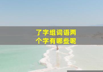 了字组词语两个字有哪些呢