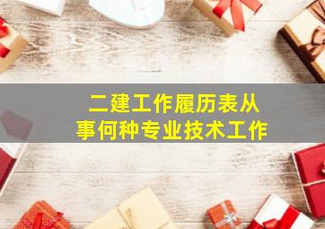 二建工作履历表从事何种专业技术工作