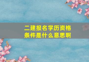 二建报名学历资格条件是什么意思啊