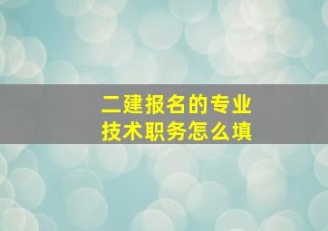 二建报名的专业技术职务怎么填