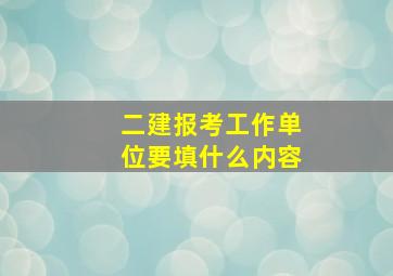 二建报考工作单位要填什么内容