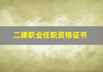 二建职业任职资格证书