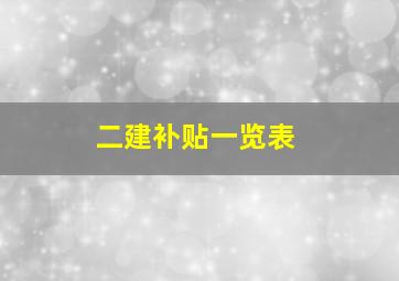 二建补贴一览表