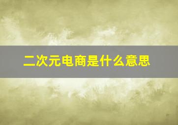 二次元电商是什么意思