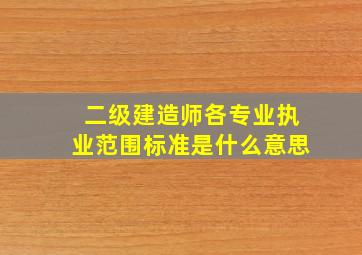 二级建造师各专业执业范围标准是什么意思