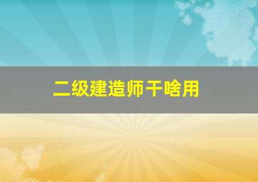 二级建造师干啥用