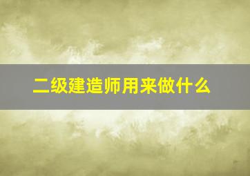 二级建造师用来做什么