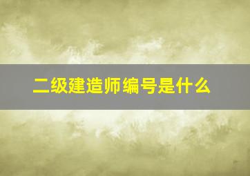 二级建造师编号是什么