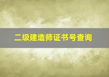 二级建造师证书号查询