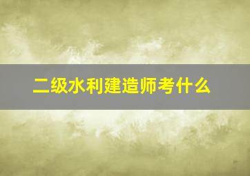 二级水利建造师考什么