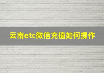 云南etc微信充值如何操作