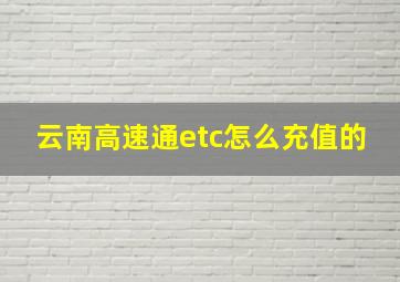 云南高速通etc怎么充值的