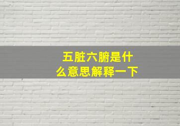 五脏六腑是什么意思解释一下