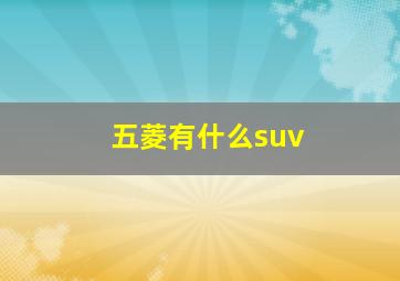 五菱有什么suv