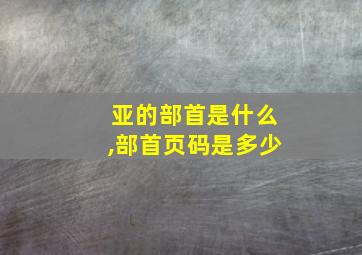 亚的部首是什么,部首页码是多少