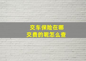 交车保险在哪交费的呢怎么查