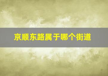 京顺东路属于哪个街道