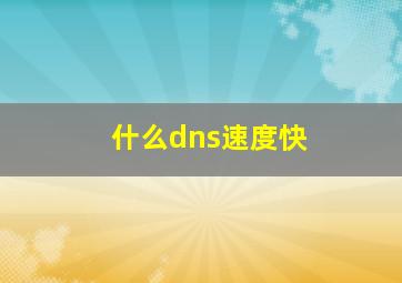 什么dns速度快