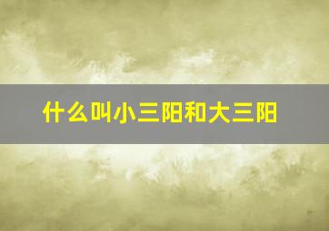 什么叫小三阳和大三阳