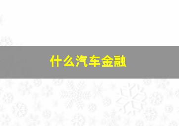 什么汽车金融