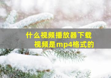 什么视频播放器下载视频是mp4格式的