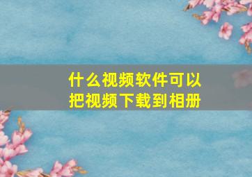 什么视频软件可以把视频下载到相册