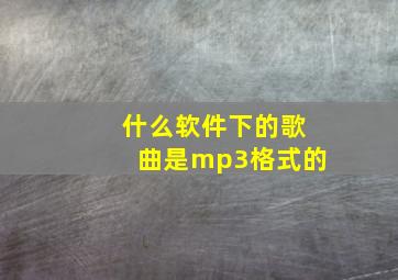 什么软件下的歌曲是mp3格式的