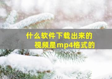 什么软件下载出来的视频是mp4格式的