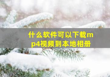 什么软件可以下载mp4视频到本地相册