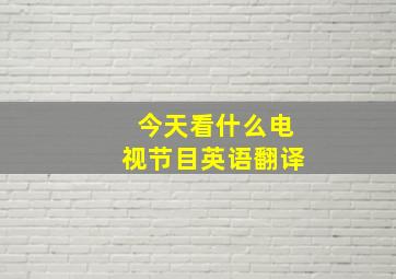 今天看什么电视节目英语翻译