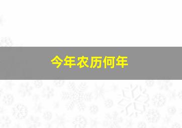 今年农历何年