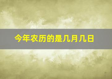 今年农历的是几月几日