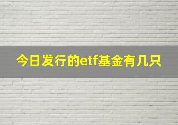 今日发行的etf基金有几只