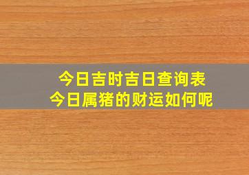 今日吉时吉日查询表今日属猪的财运如何呢