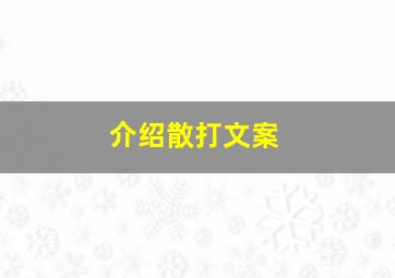 介绍散打文案