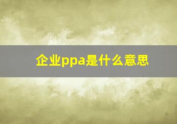 企业ppa是什么意思