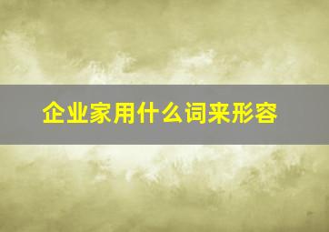 企业家用什么词来形容