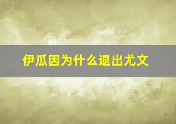 伊瓜因为什么退出尤文