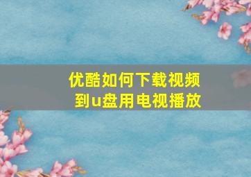 优酷如何下载视频到u盘用电视播放