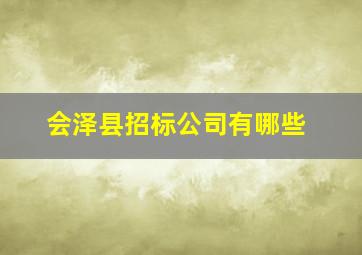 会泽县招标公司有哪些