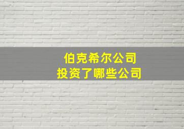 伯克希尔公司投资了哪些公司