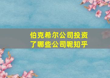 伯克希尔公司投资了哪些公司呢知乎