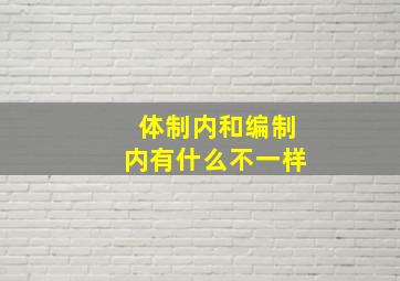 体制内和编制内有什么不一样