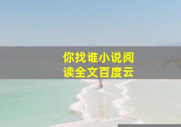 你找谁小说阅读全文百度云